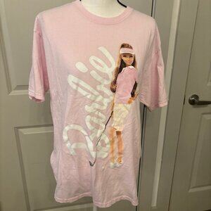 Pink Barbie golfer graphic logo tee size L